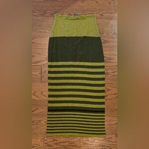 Chic Striped Maxi Skirt in Green and Black
